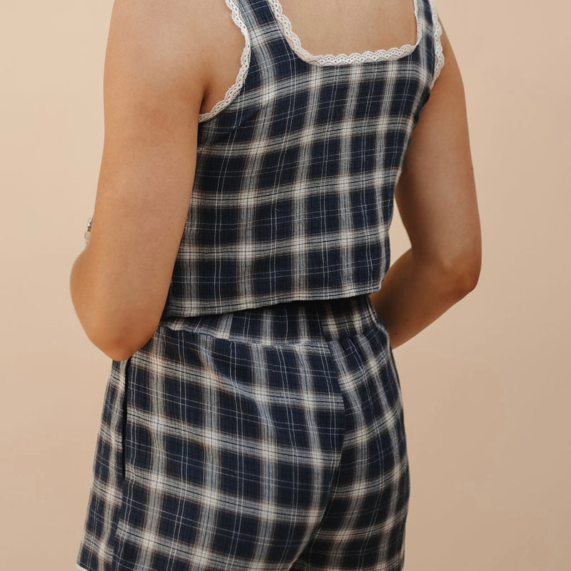 Kacie Lace Plaid Set