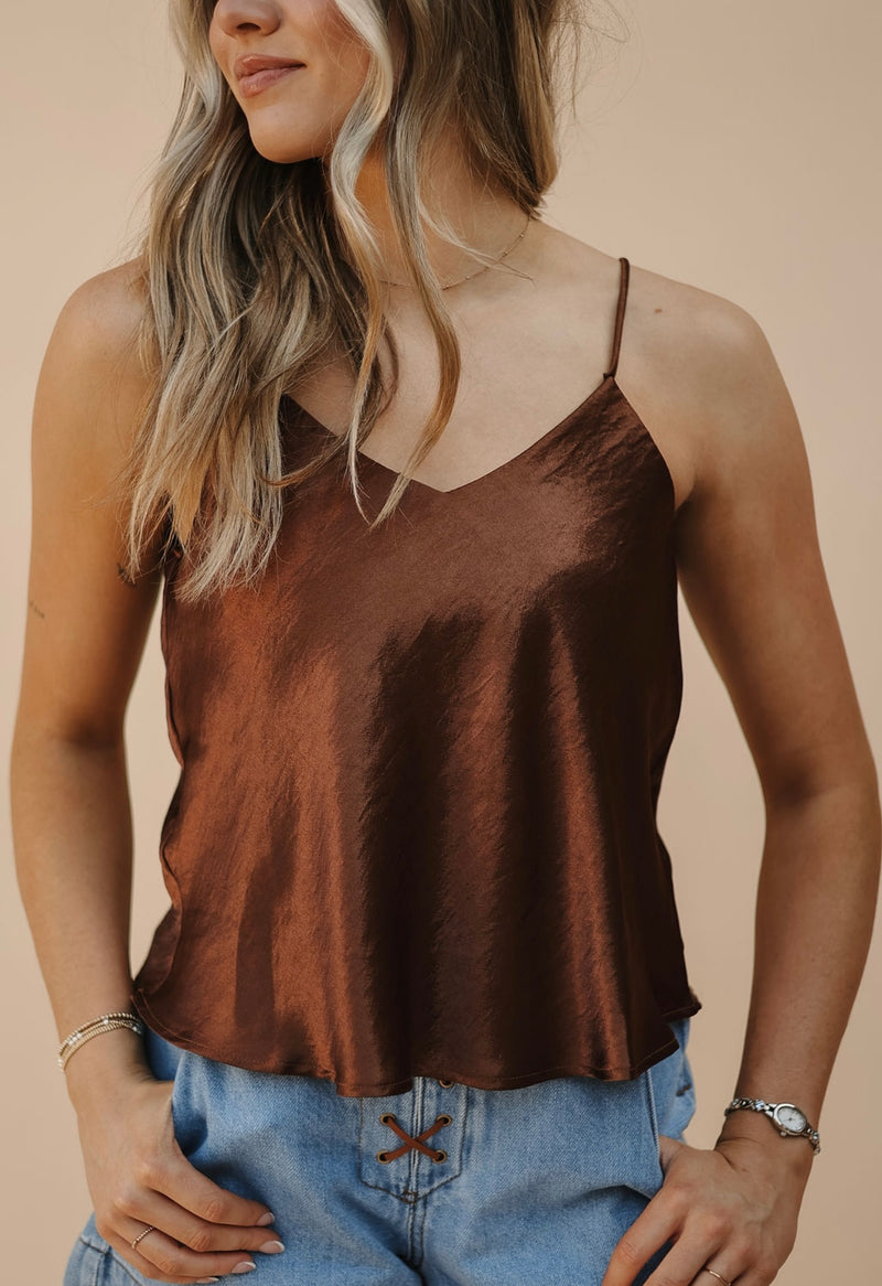 Chestnut Satin Top