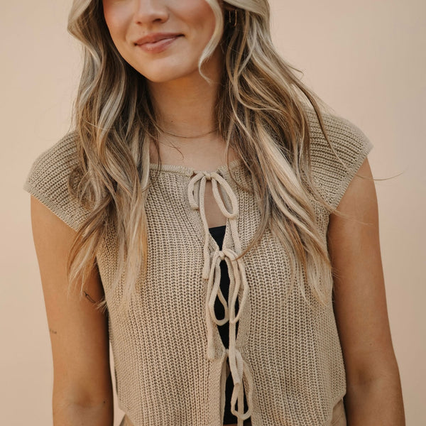 Khaki Knit Tie Top