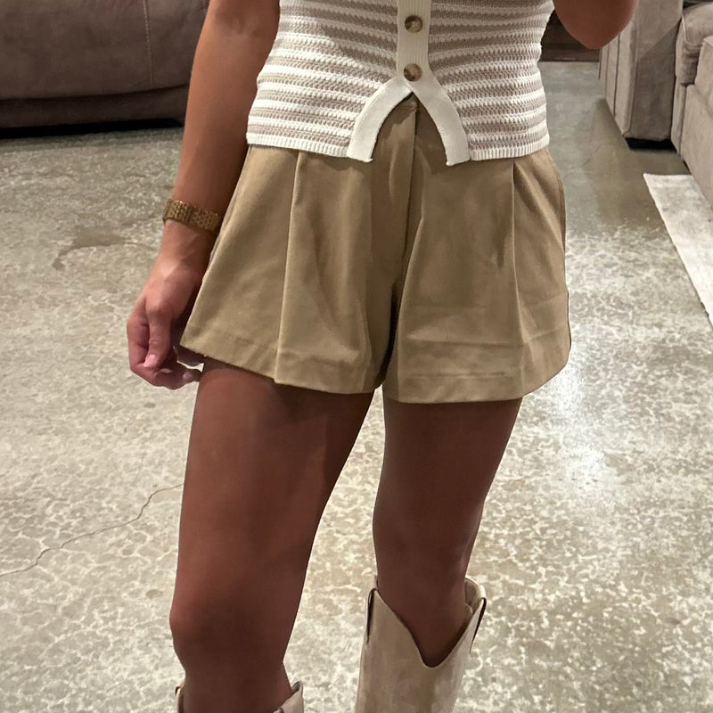 Stripe Button Down Top-Tan