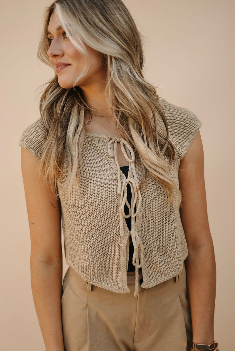 Khaki Knit Tie Top