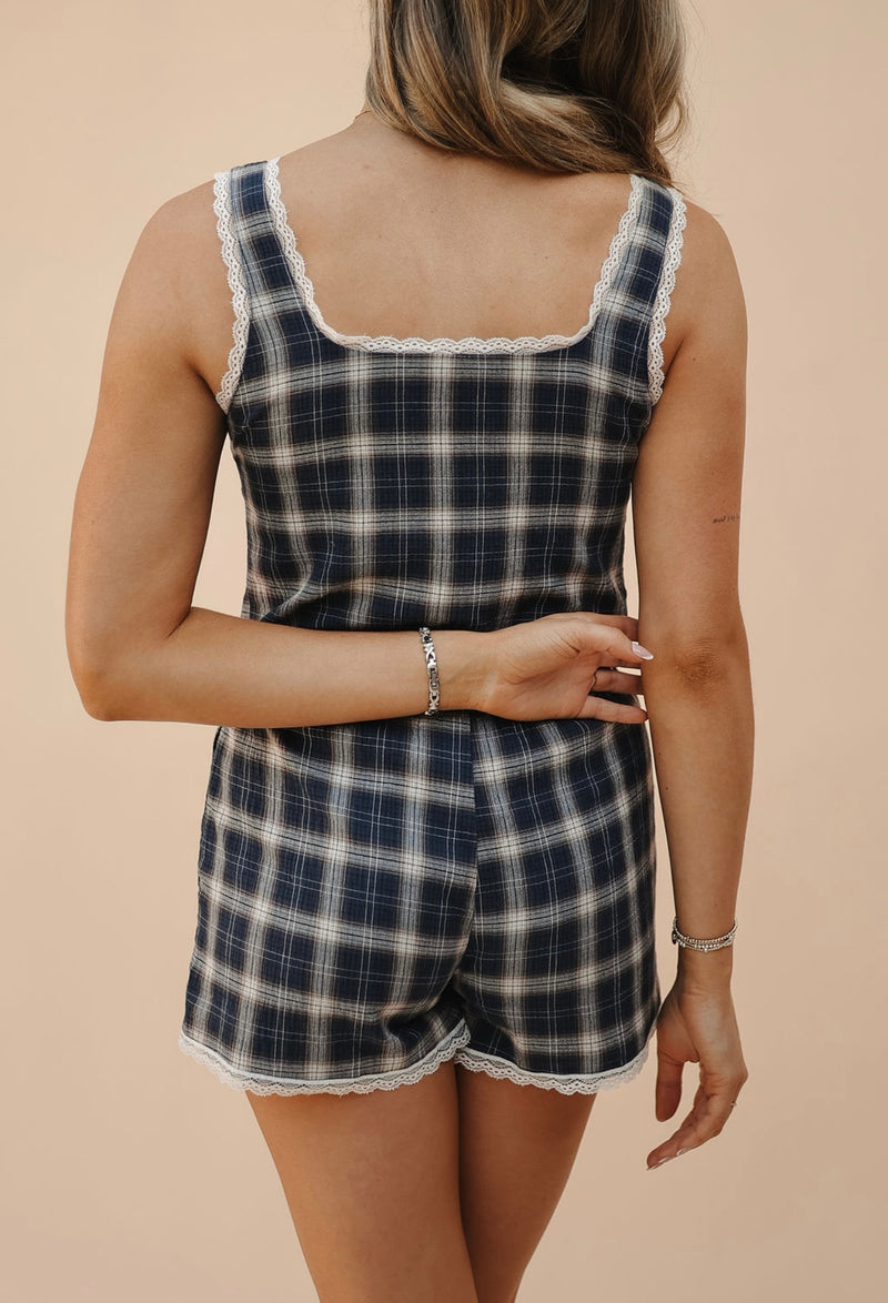 Kacie Lace Plaid Set