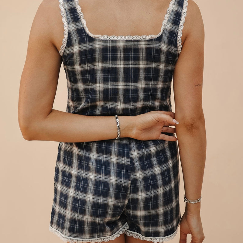 Kacie Lace Plaid Set