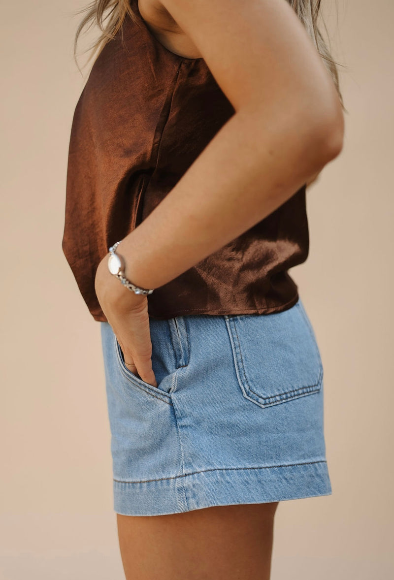 Denim Lace up Shorts