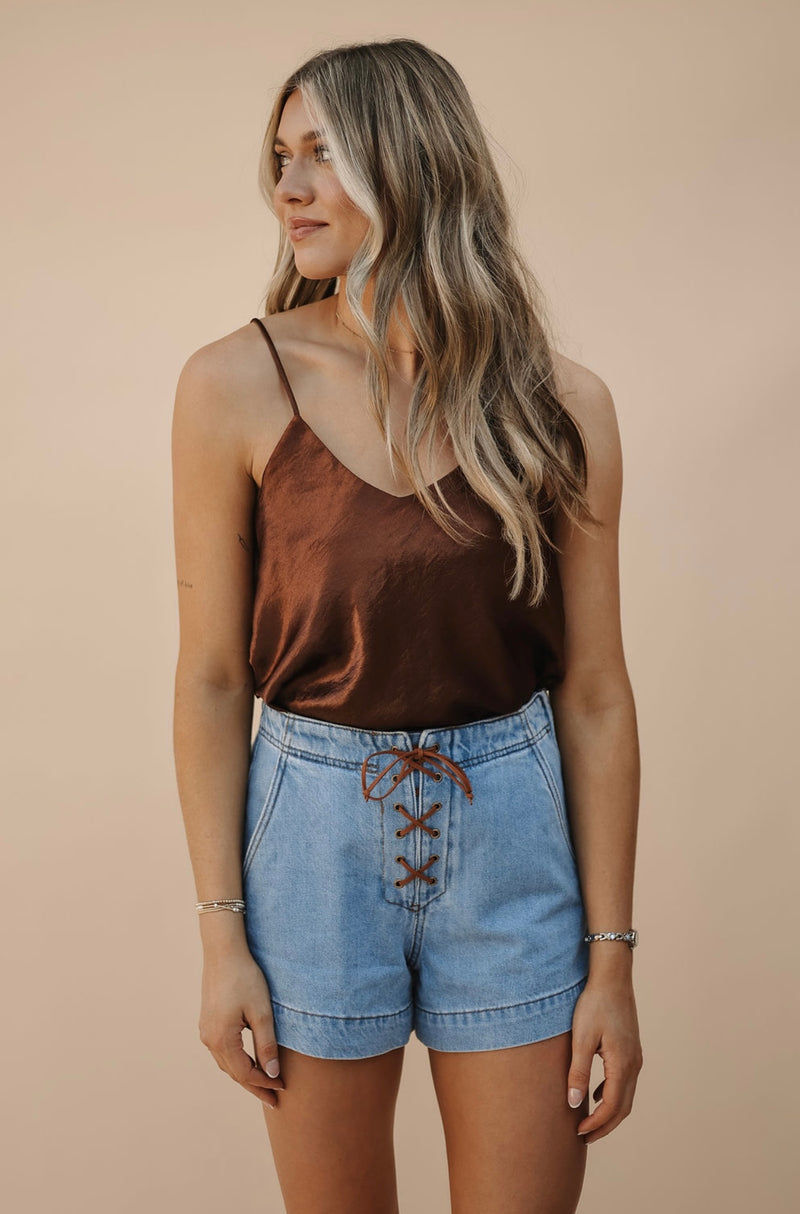 Denim Lace up Shorts
