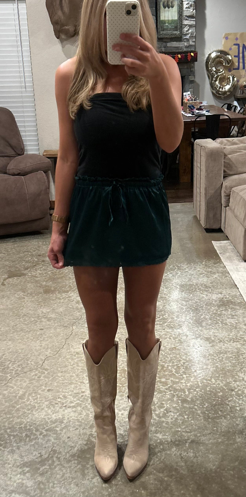 Hunter Green Mini Skirt