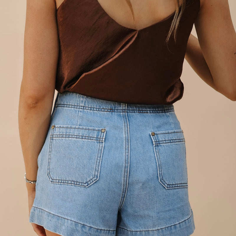 Denim Lace up Shorts