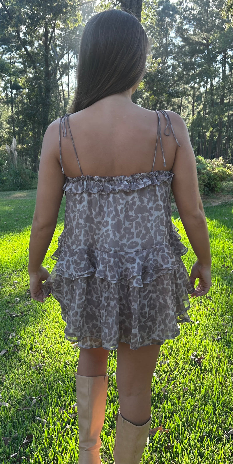 Leopard Shoulder Tie Romper