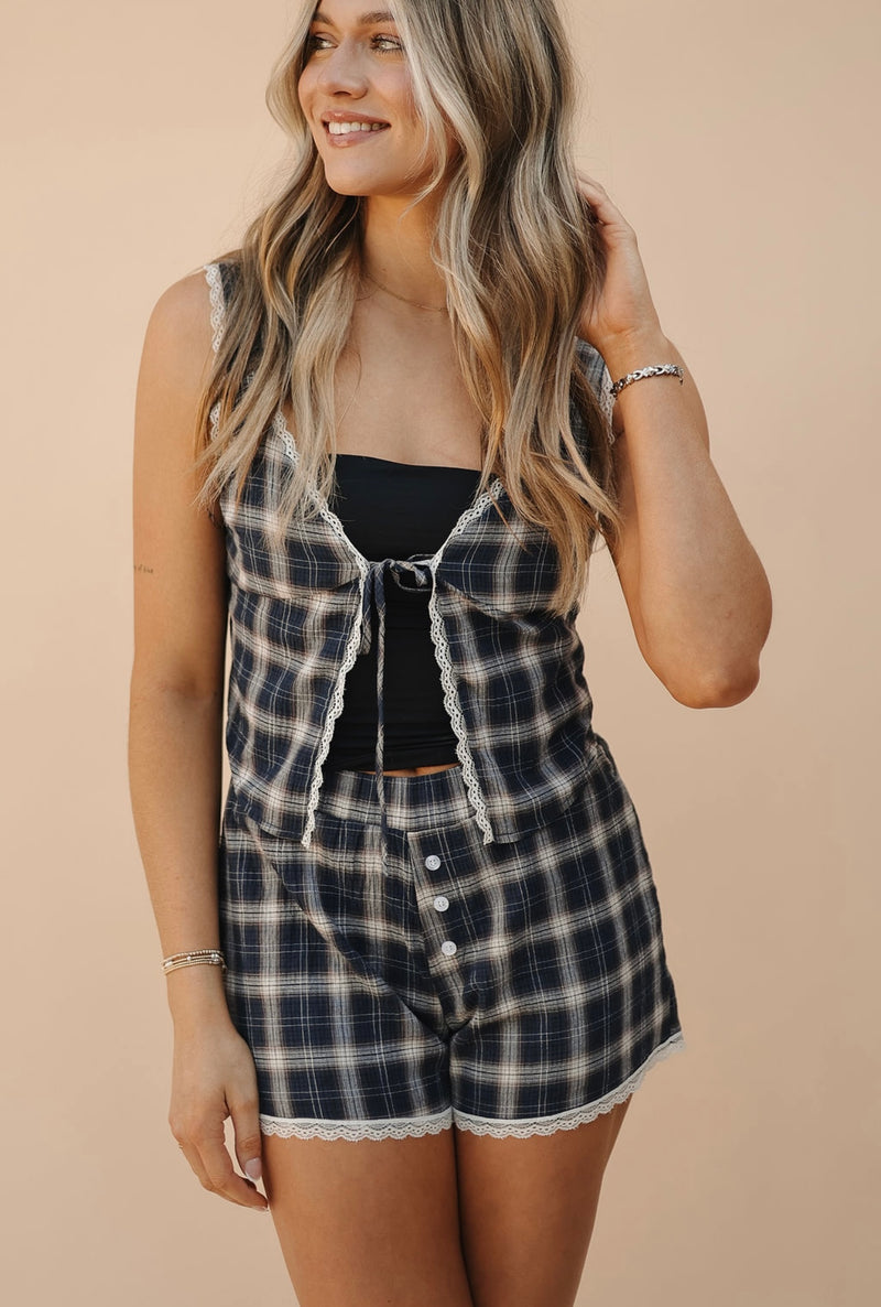 Kacie Lace Plaid Set