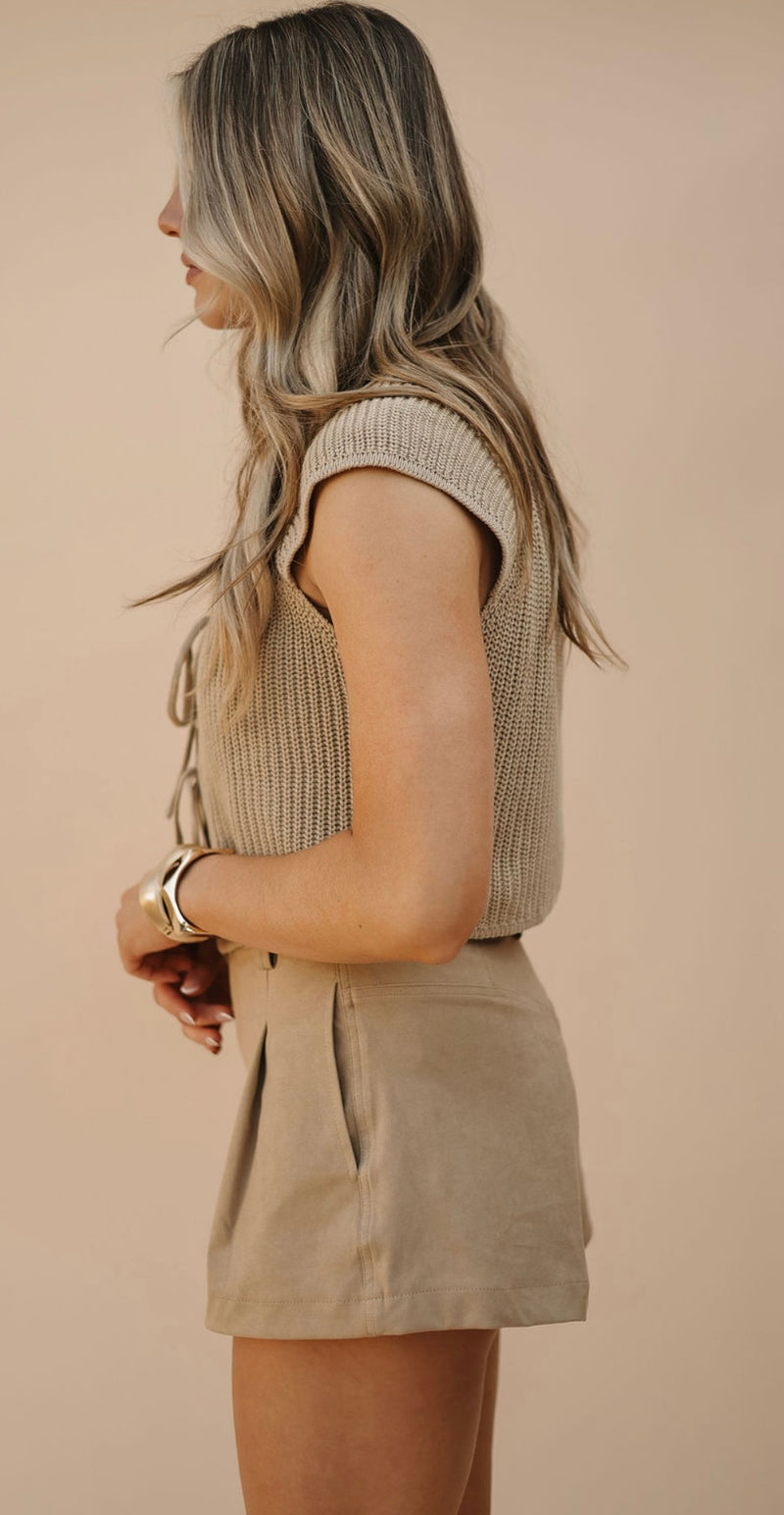 Khaki Knit Tie Top