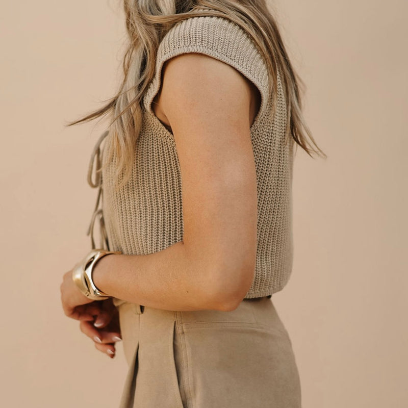Khaki Knit Tie Top