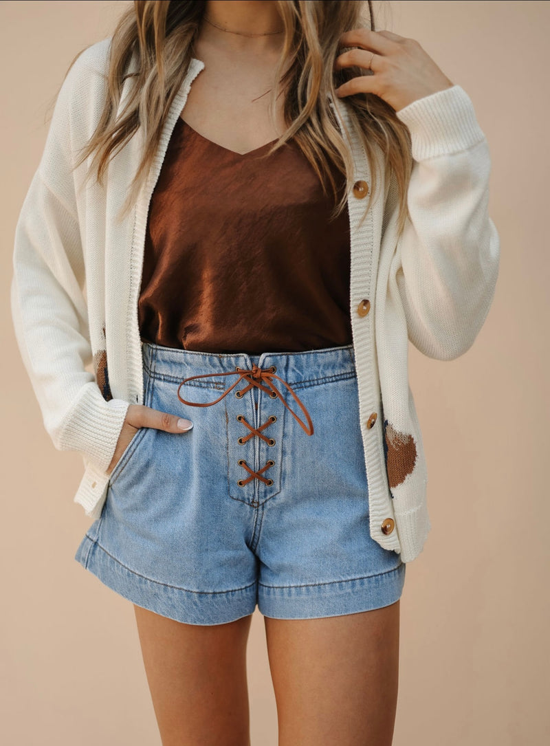 Denim Lace up Shorts