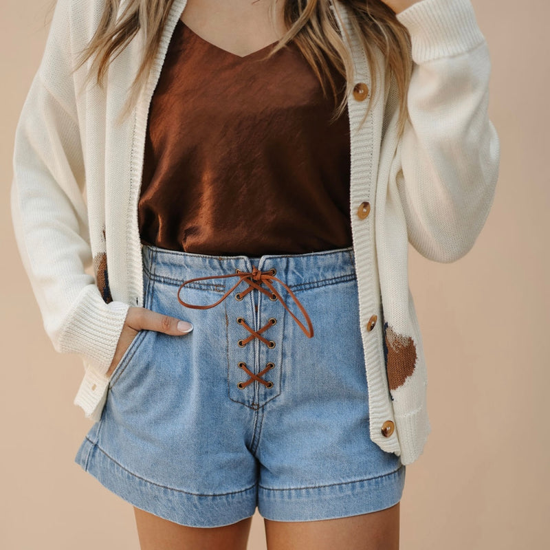 Denim Lace up Shorts