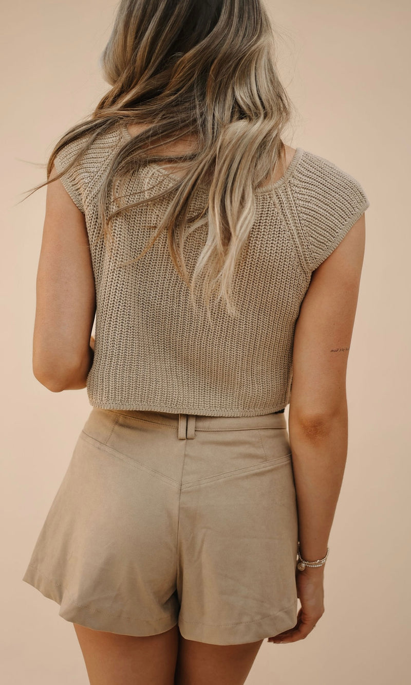 Khaki Knit Tie Top