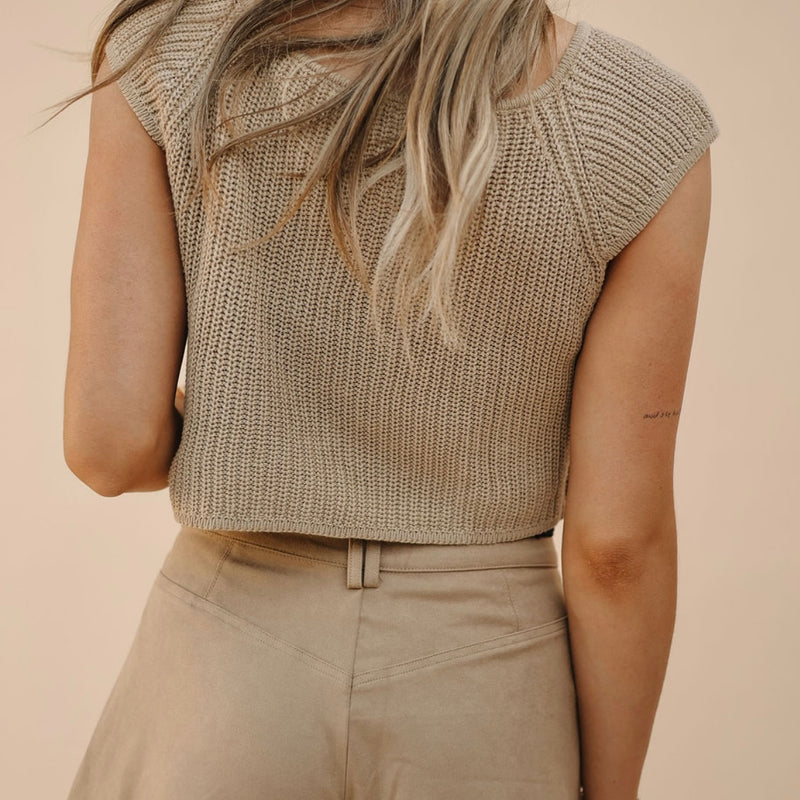 Khaki Knit Tie Top