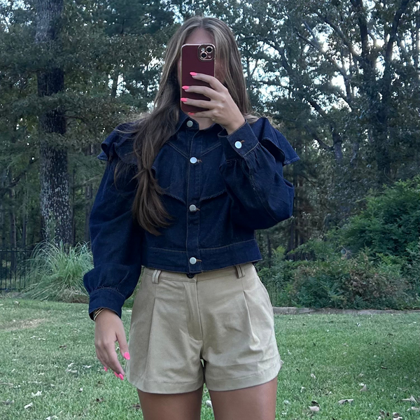 Ruffle Denim Jacket