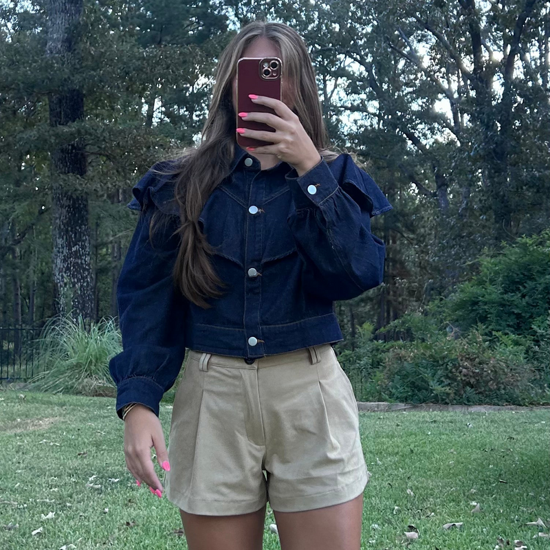 Ruffle Denim Jacket