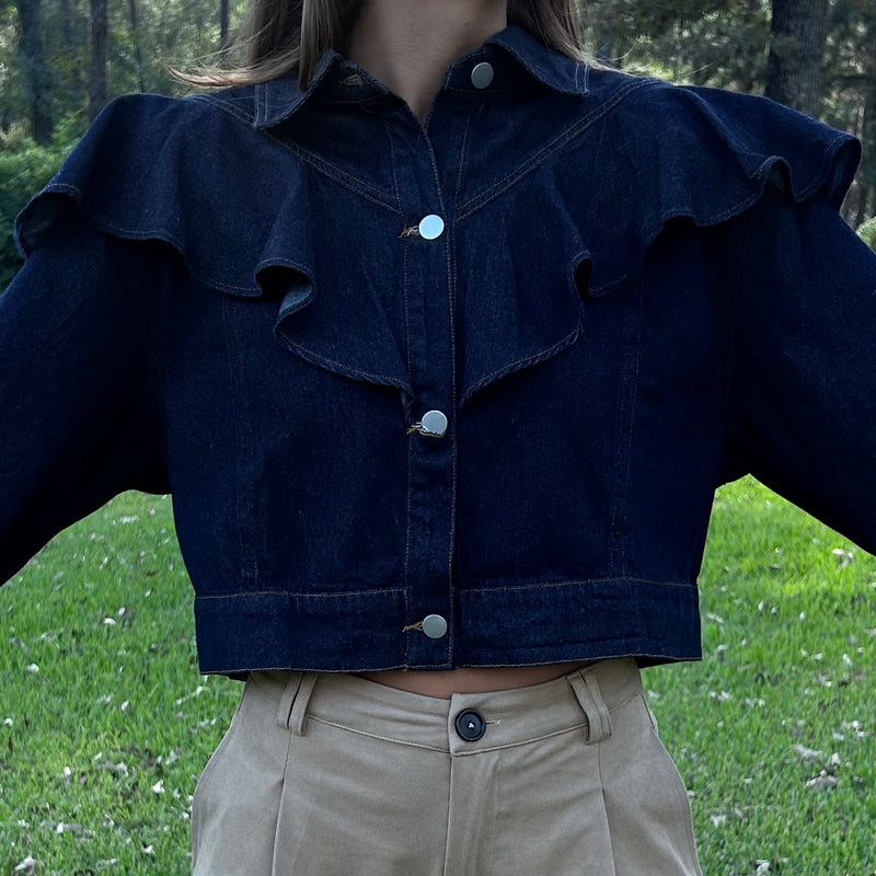 Ruffle Denim Jacket