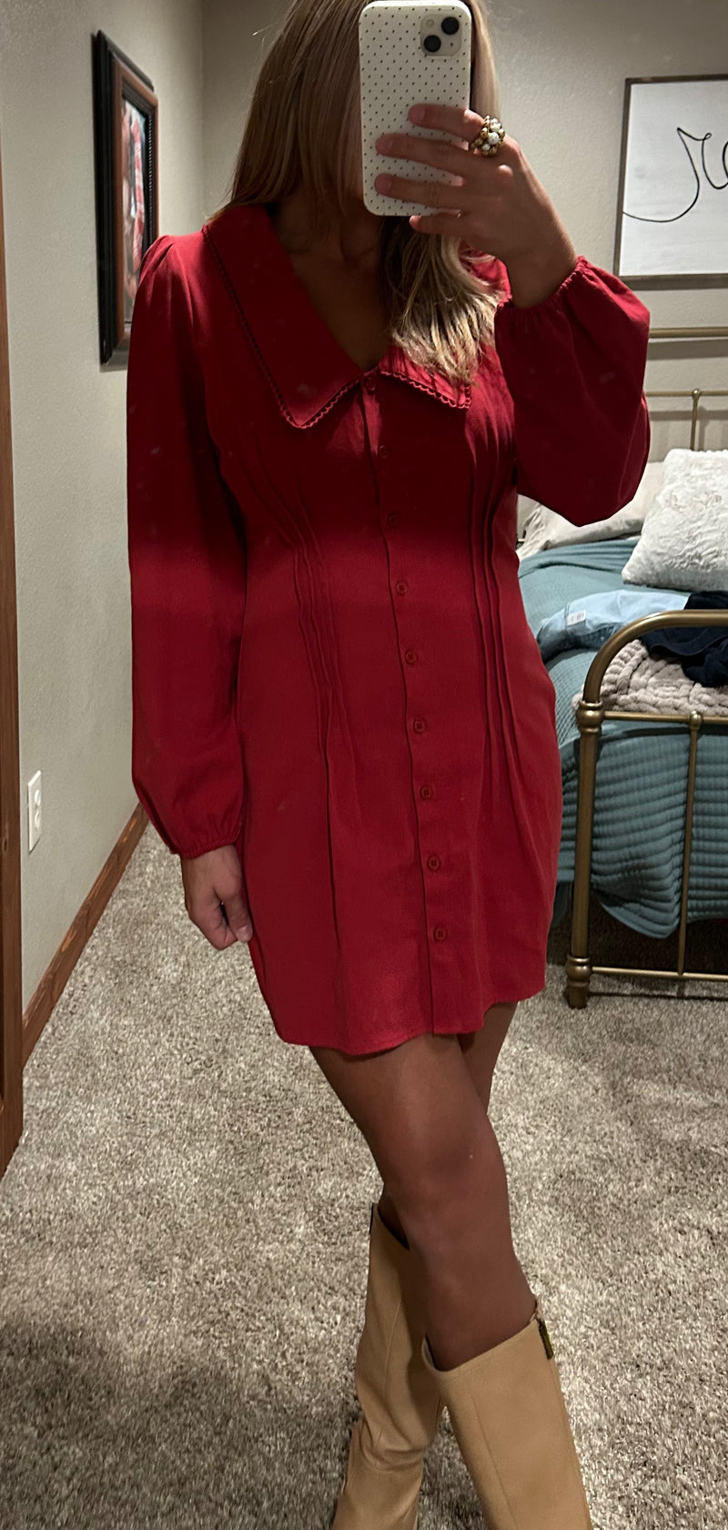 Red Collar Mini Dress