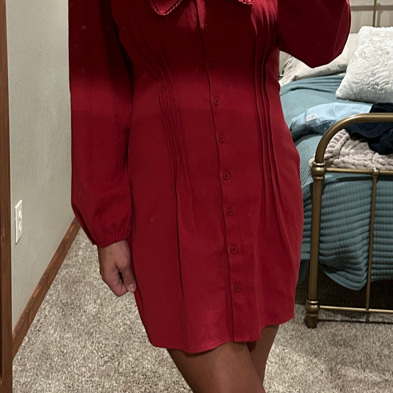 Red Collar Mini Dress
