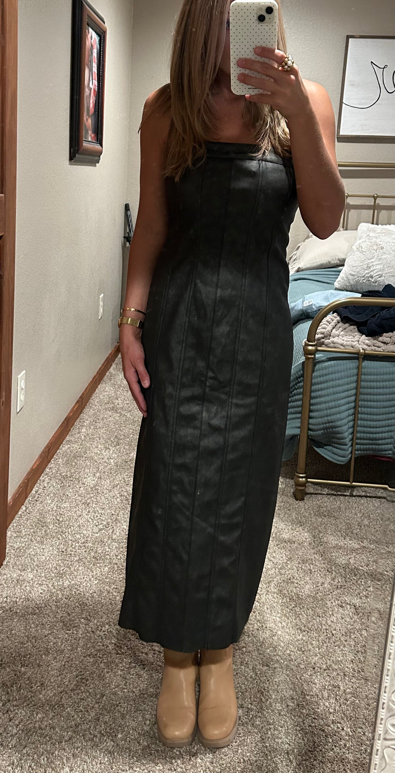 Faux Leather Maxi Dress