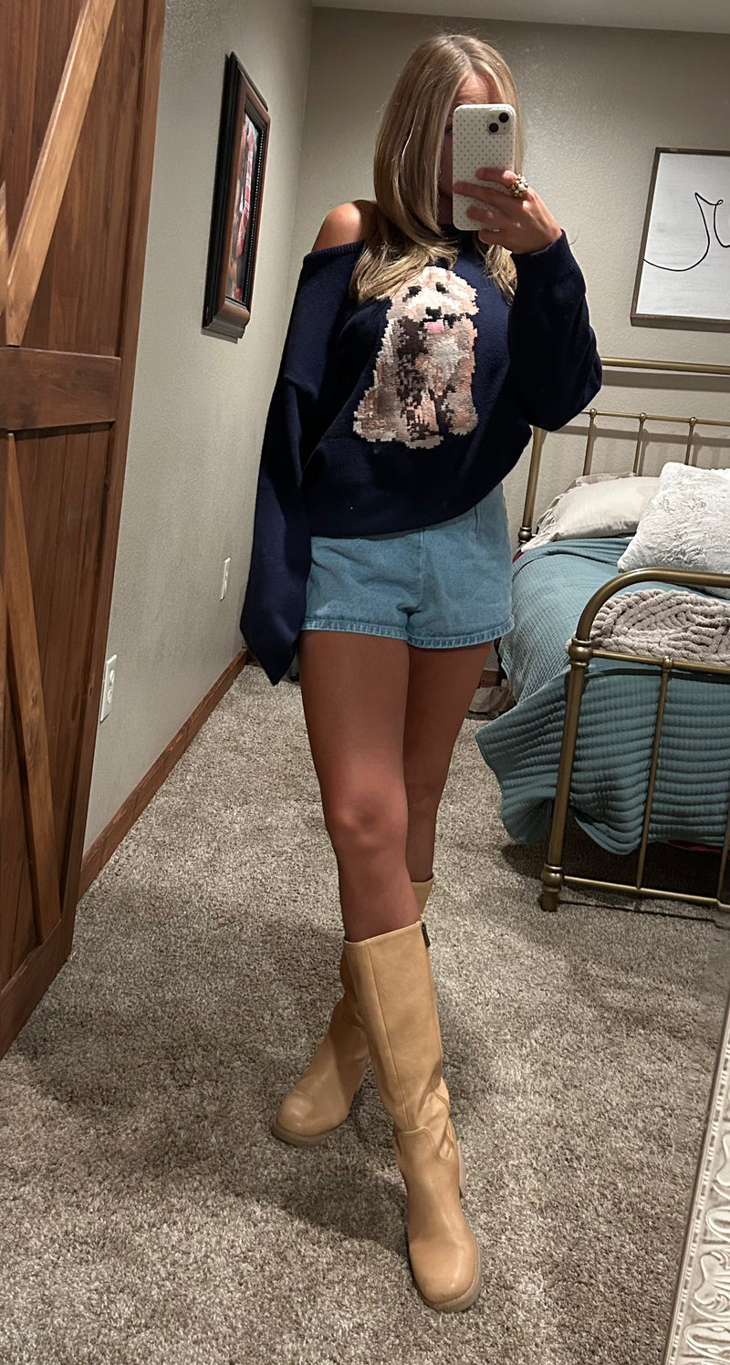 Sophie Goldendoodle Sweater-Navy
