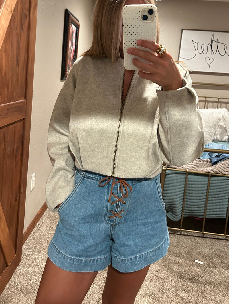 Denim Lace up Shorts