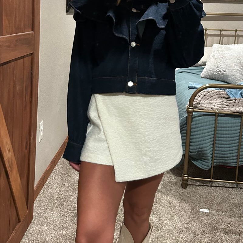 White Textured Skort